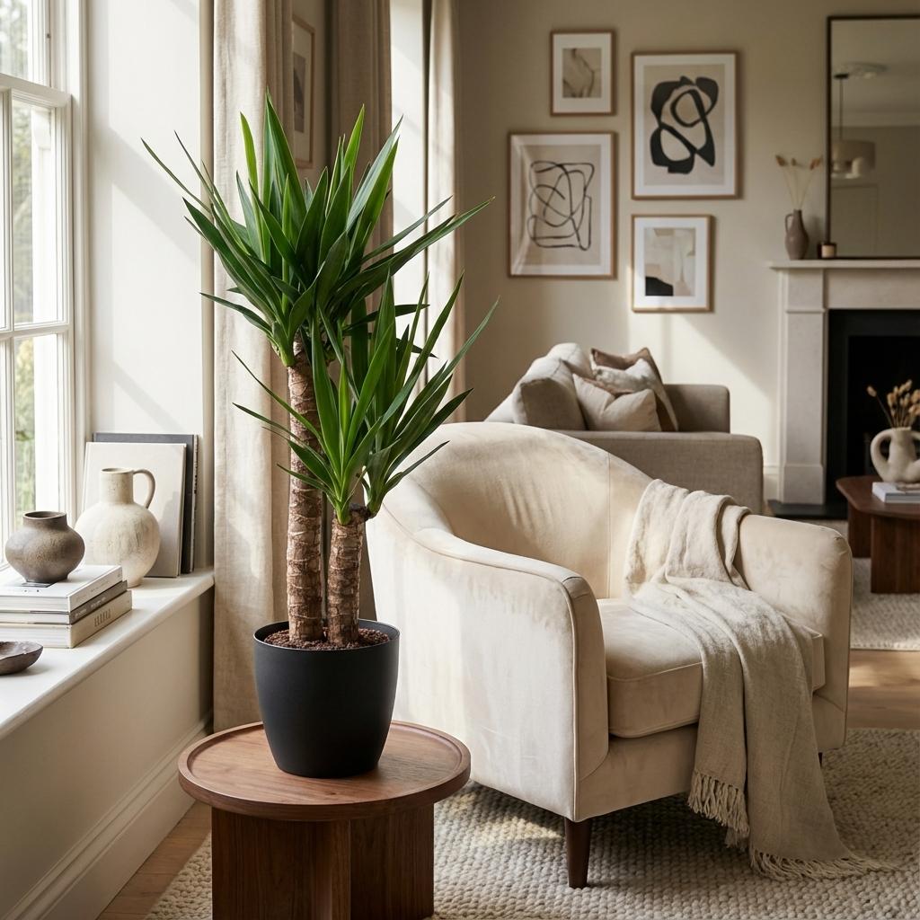 Yucca Elephantipes met Potter zwart - 90cm - Ø21