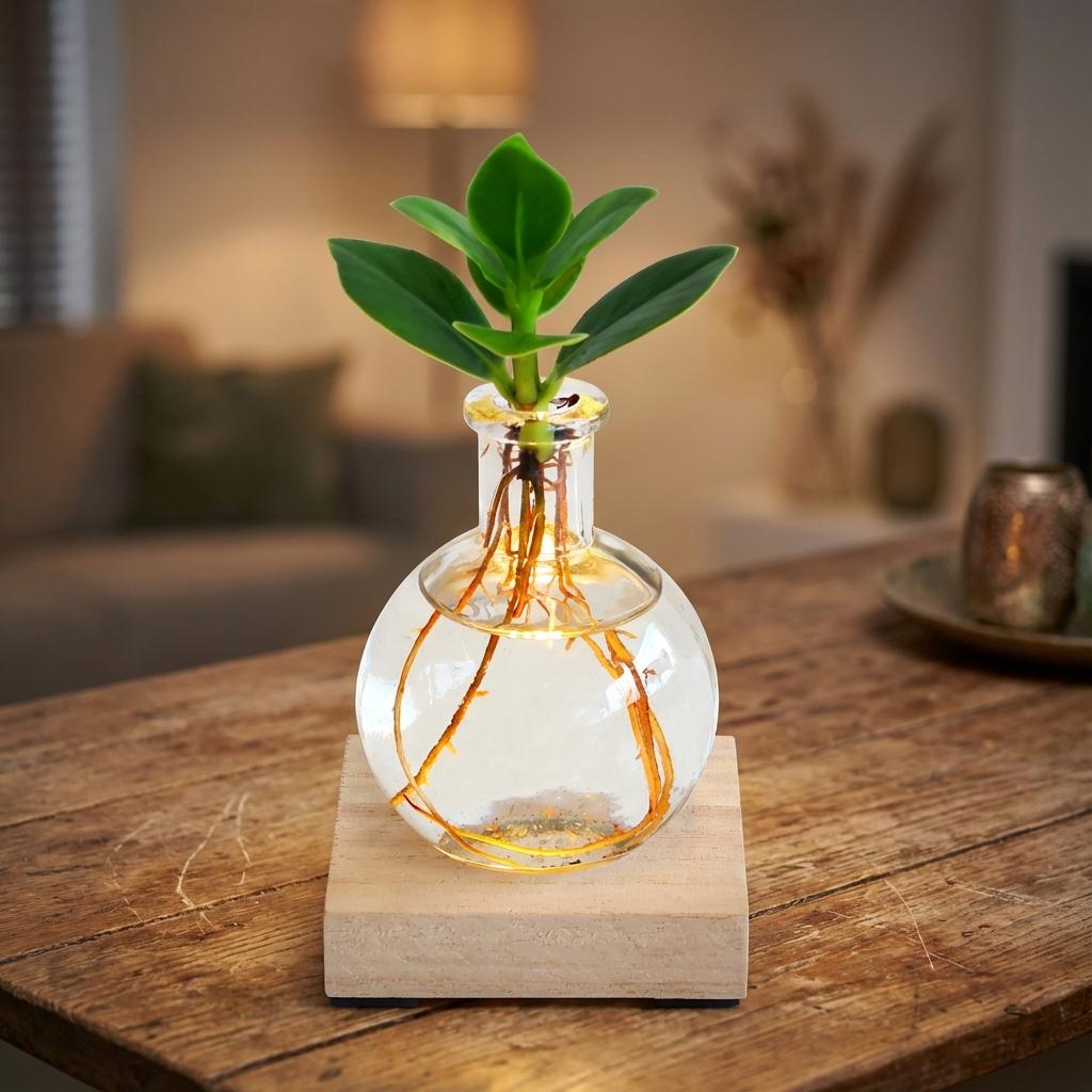 Glowplant - Clusia in vaasje met lampje