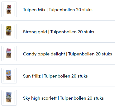 Verschillende zakjes tulpenbollen
