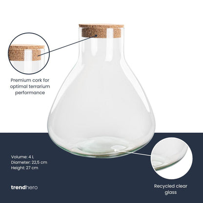 Terrarium fles met kurk - Sammie - Ø 22,5 cm ↑ 27 cm
