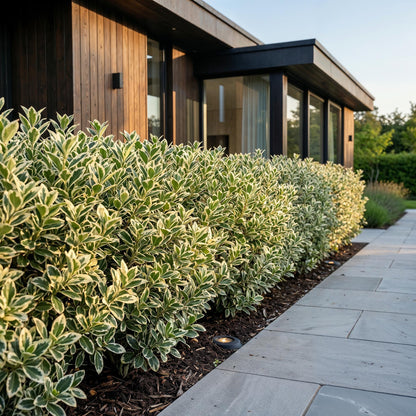 24x Euonymus japonicus White Spire - Kardinaalsmuts - Haagplanten - Groenblijvend - Wit - Groen - Pot 9cm - Hoogte 20-30cm