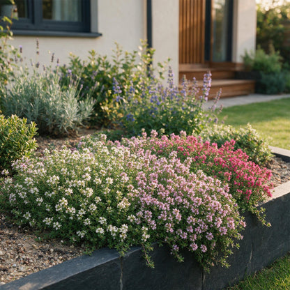 Vasteplant - Thymus Tricolour - Tym - Bodembedenkend - Roze - Rood - Wit - 6 Planten - Pot 11cm - Hoogte 15-25cm