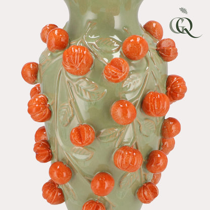 Vaas steen M - H38 W24 - Pistache green- Manderin
