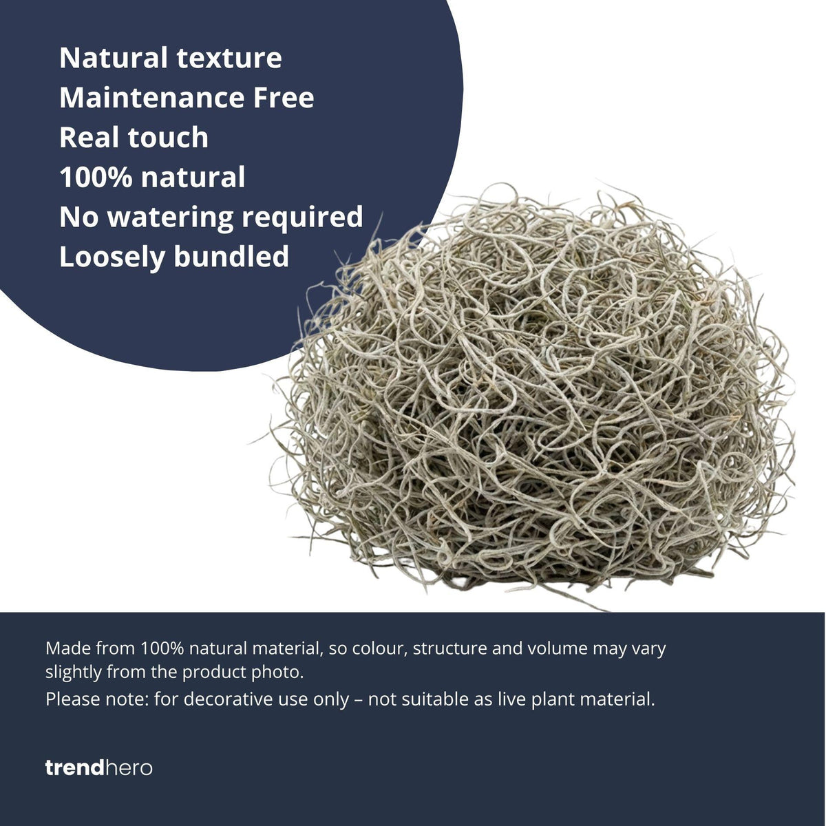 Gedroogd Tillandsia Mos – 1L – Alleen voor decoratief gebruik