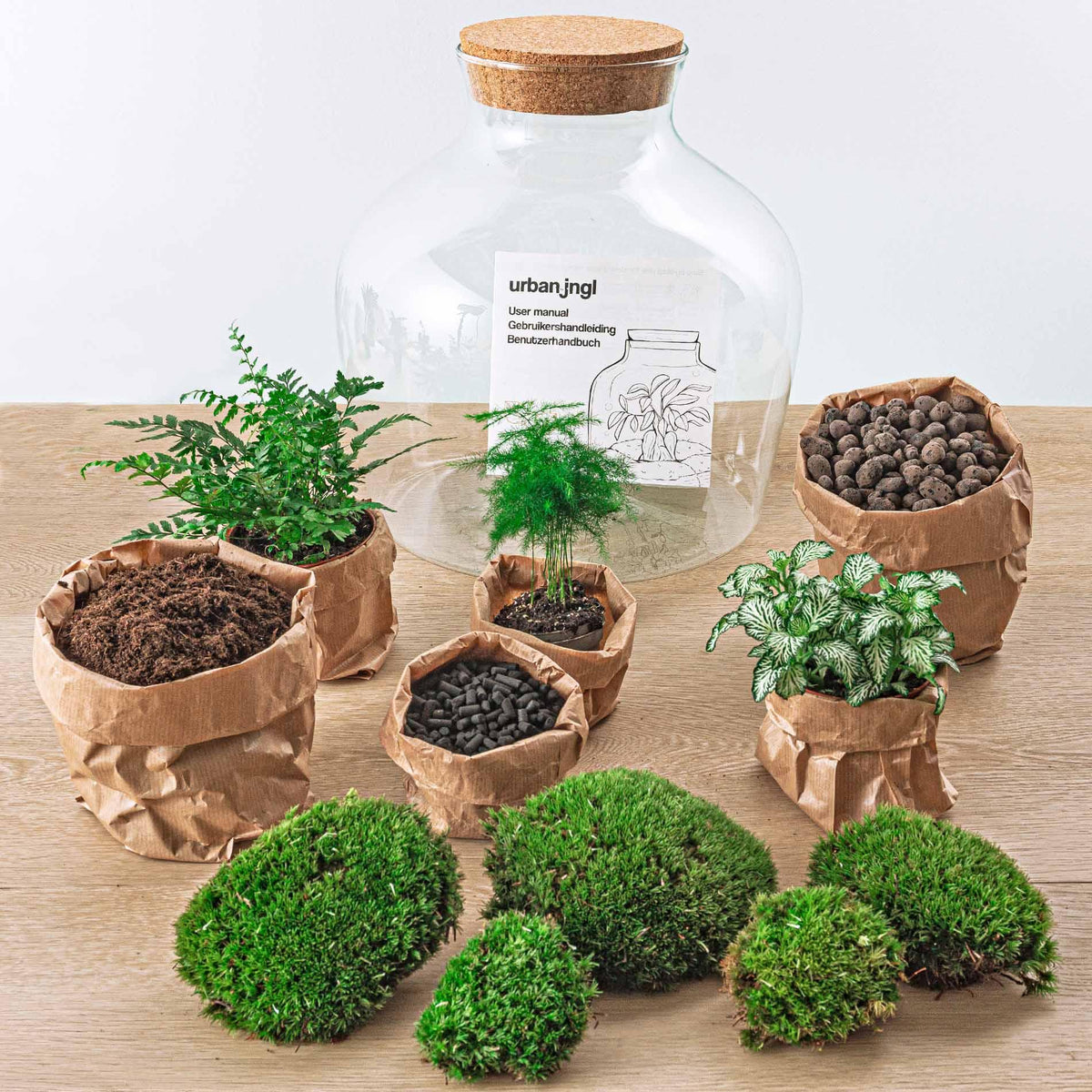 DIY Planten terrarium met licht - Fat Joe Green - Ø 29 cm ↑ 30 cm - Rake + Shovel + Tweezer