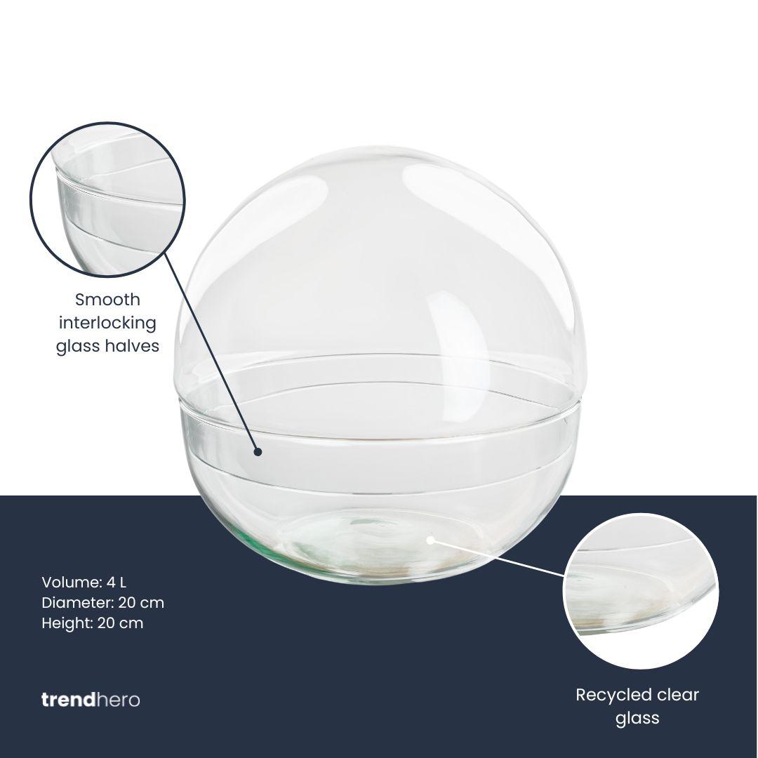 Terrarium bolglas tweedelig - Dome - Ø 20 cm ↑ 20 cm