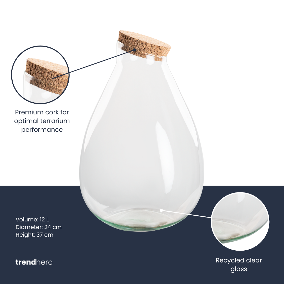 Terrarium fles met kurk - Drop XL - Ø 24 cm ↑ 37 cm