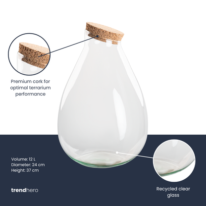 Terrarium fles met kurk - Drop XL - Ø 24 cm ↑ 37 cm