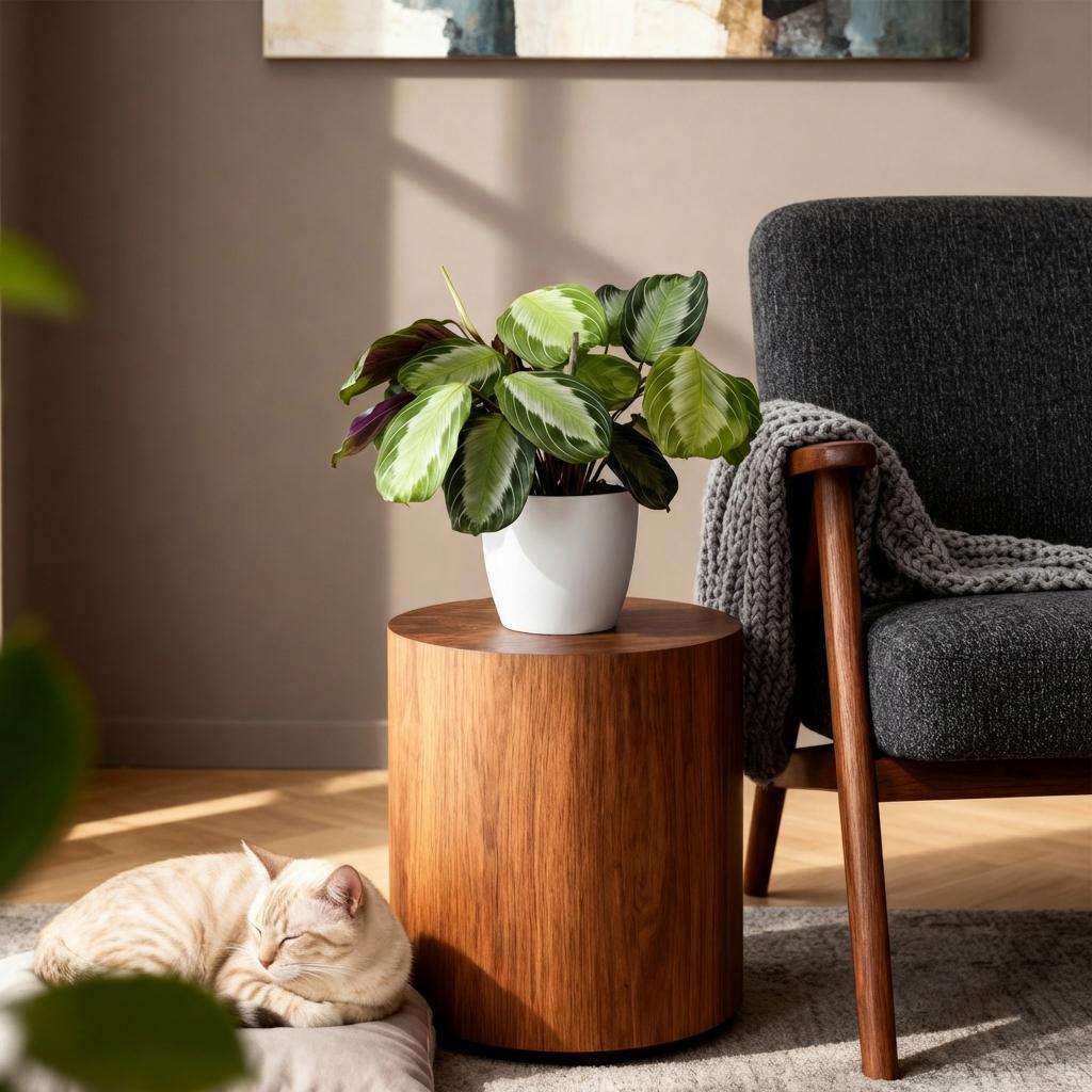 Kamerplant - Maranta Fascinator Silverband - Gebedsplant - Huisdiervriendelijke Plant - Groen - 1 Plant - met Potter Wit - Pot 12cm - Hoogte 25cm