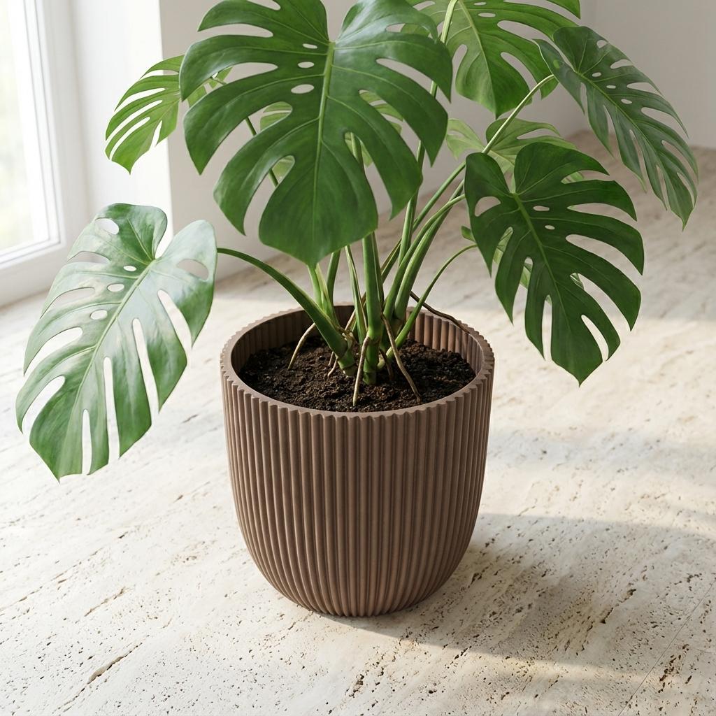 Capi Pot Nature Groove Made With Warm Taupe  - D25cm