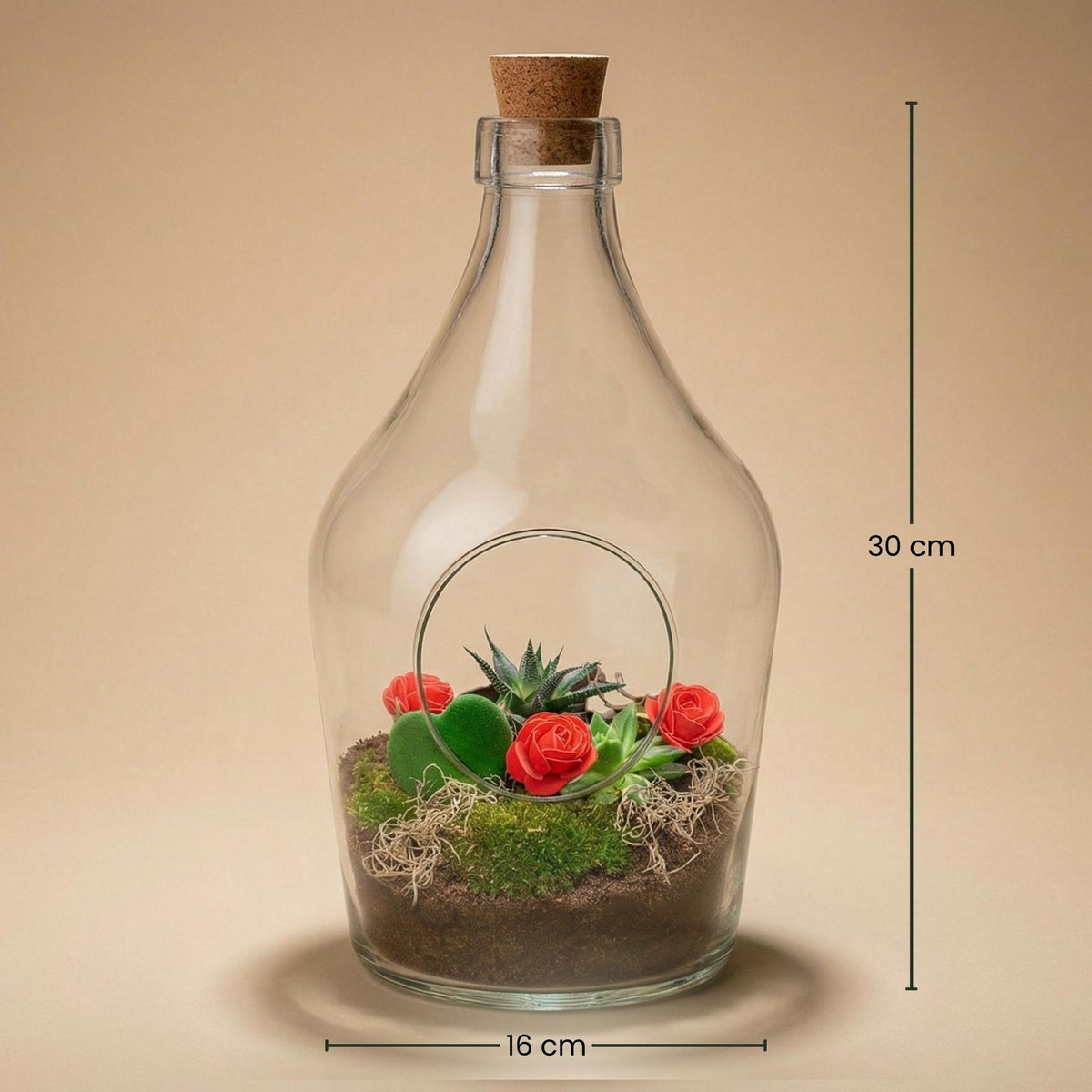 Love in a Bottle - DIY Open Planten terrarium - Ø 16 cm ↑ 30 cm