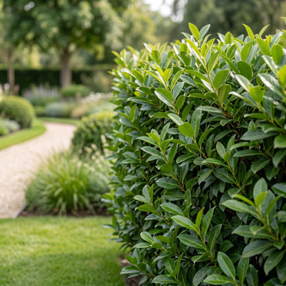 8x Prunus laur. Caucasica - Laurierkers - Haagplanten - Groenblijvend - Groen - Pot 9cm - Hoogte 25-35cm