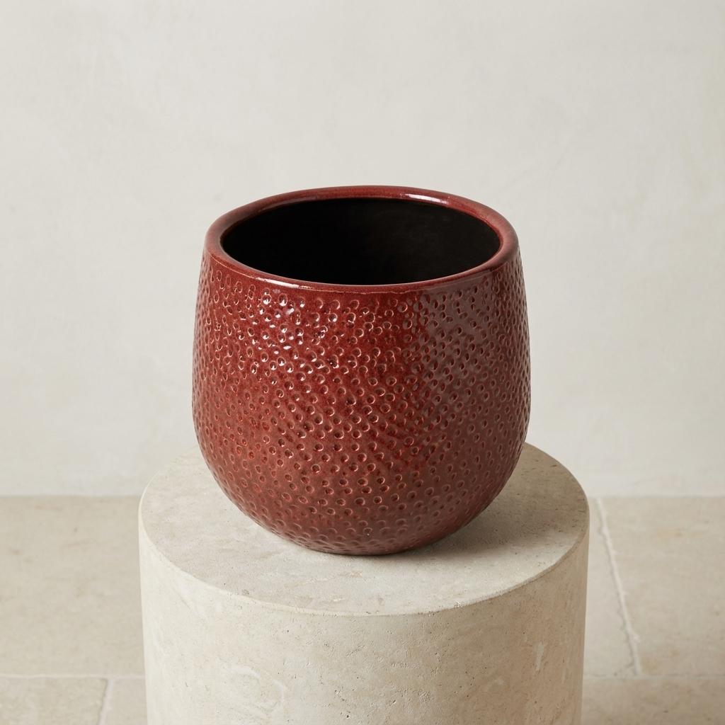 Pot Gabriel rond bordeaux D14