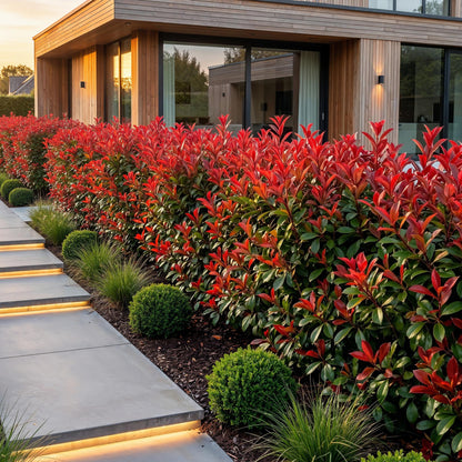 16x Photinia fraseri Red Robin - Glansmispel - Haagplanten - Groenblijvend - Rood - Pot 9cm - Hoogte 25-35cm