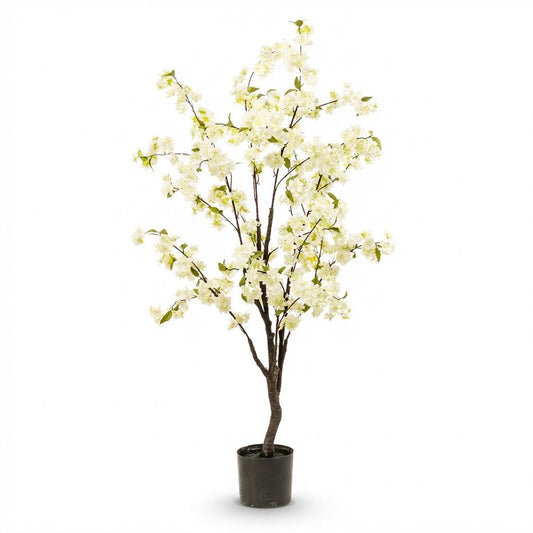 Kunstplant - Prunus - Kersenbloesem - Wit - 135cm